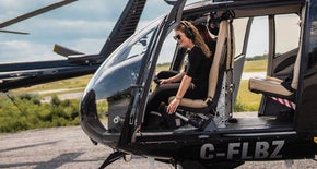 Girl in helicopter - Flight training